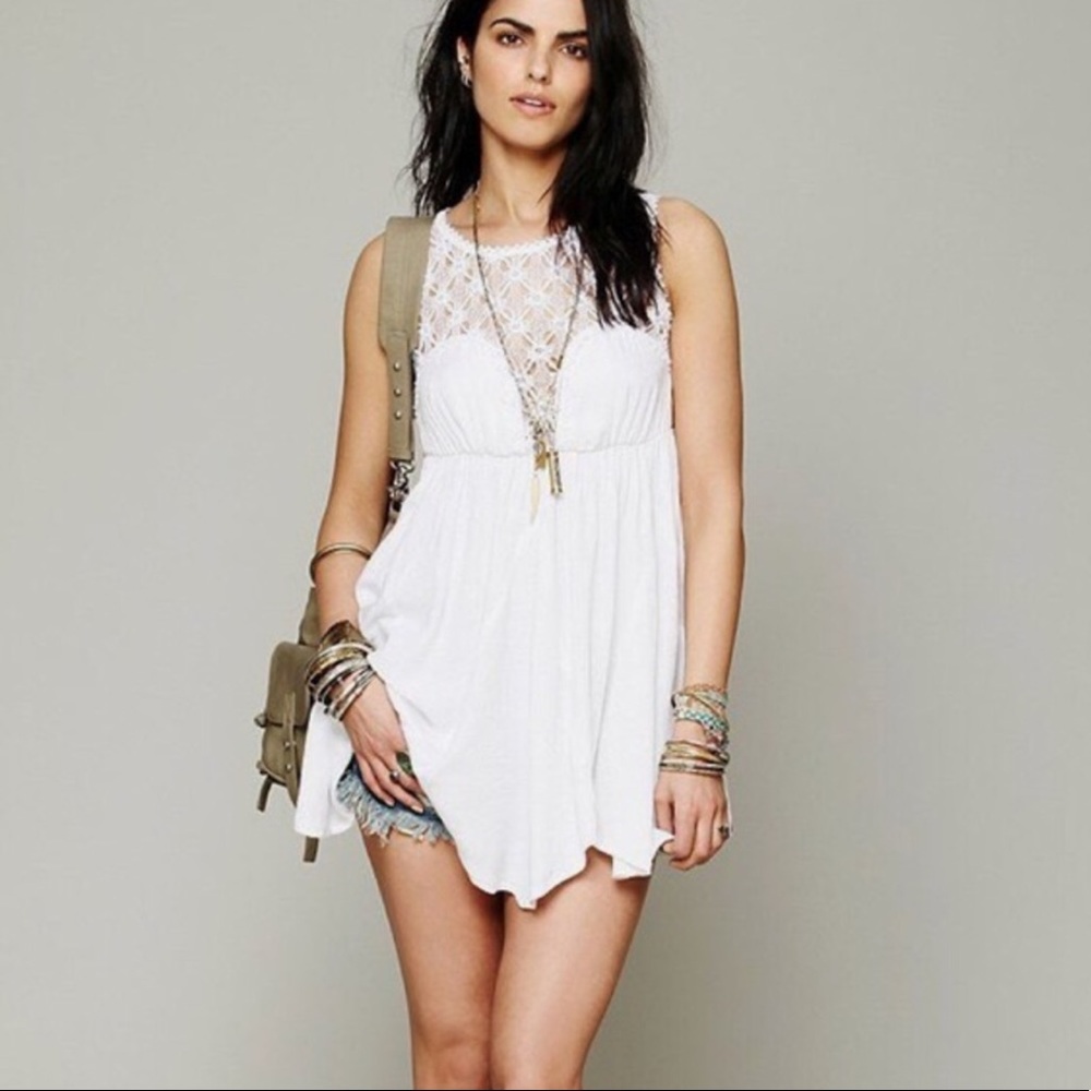 Free People White Lace Mini Dress